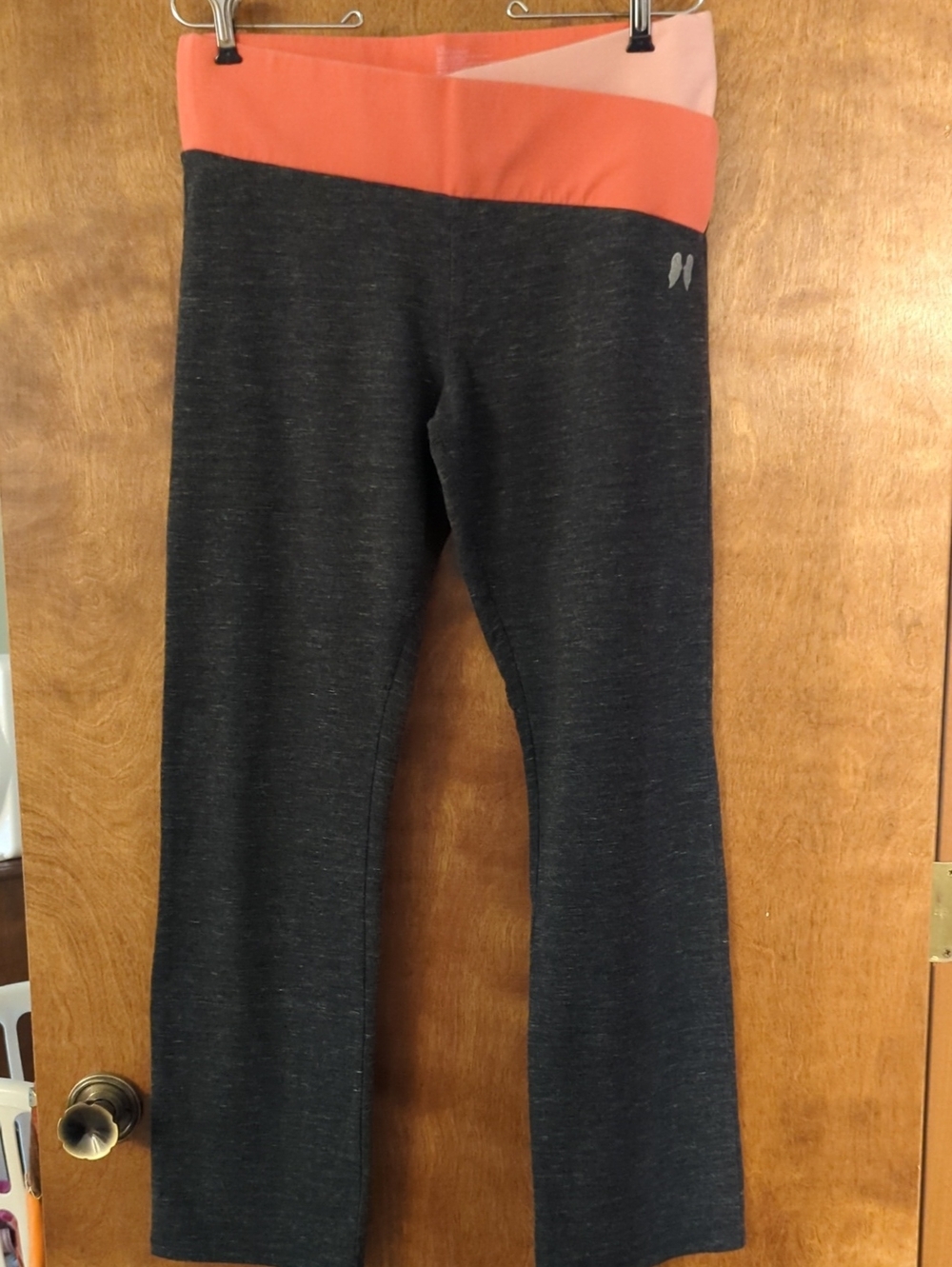 Victoria's Secret Gray and Pink Leggings with Fold-Over Waistband
